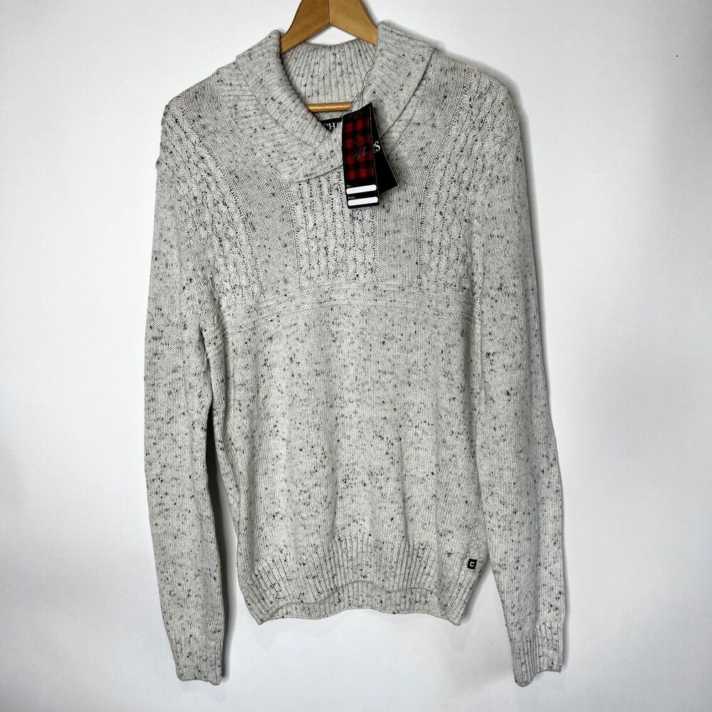 Chaps Sweater Shawl Collar Natural Heather Preppy Academia Men's Size M NWT